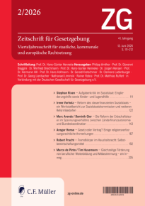ZG - Zeitschrift für Gesetzgebung Vierteljahresschrift für staatliche und kommunale Rechtsetzung