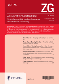 ZG - Zeitschrift für Gesetzgebung Vierteljahresschrift für staatliche und kommunale Rechtsetzung